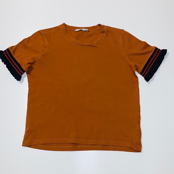 Zara TRF Short Sleeve Flutter Sleeve Crop Top - Picture 2 of 6